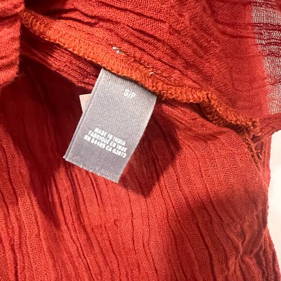 Aerie Women's Rust Colored Long Sleeve Cotton Blouse with Pocket Size S - Picture 4 of 9
